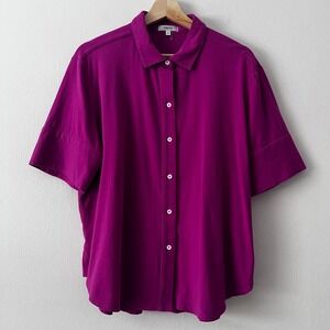 Tyler Boe Cotton Collared Short Sleeve Button Down Shirt in Pink size XL